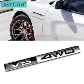 DSYCAR 1 бр. Метален V6 4WD 3D Автомобилен Стикер Стикер На Главата Колата Странично Крило Задна Емблема на Багажника на Иконата Стикер Стикери за Кола