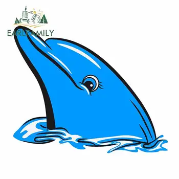 EARLFAMILY 13 cm x 10.9 cm за Delfin Скъпа Синя Стикер Карикатура Водоустойчив Кола Етикети Мотоциклет Предното Стъкло Карикатура Стил на Автомобила