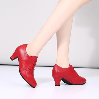 HIPPOSEUS/ Модерни танцови обувки; Дамски Обувки за латино танци; Обувки за танци по танго за момичета; Дамски Обувки за салса, бални танци; Меки обувки за танци; Професионална Черна Червено 4