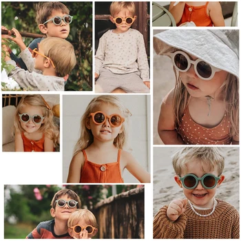 HOOLDW Модни Сладки Кръгли Детски Слънчеви Очила Реколта Детски Слънчеви Очила За Момчета И Момичета, Детски UV400 Защитни Очила Gafas De Sol 5