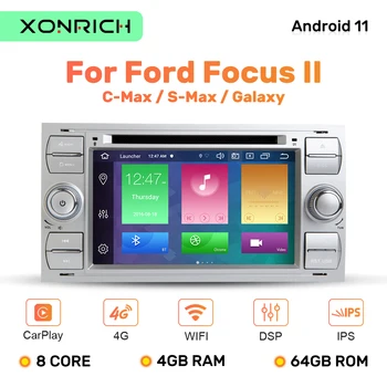 IPS 2 din Android 11 Автомобилен GPS За Ford Mondeo, S-max, Focus C-MAXGalaxy Fiesta transit Fusion Свързване На устройства kuga DVD Мултимедия