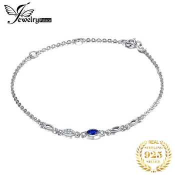 JewelryPalace Marquise Създаден Синята Шпинелью Гривна от Сребро 925 Проба за Жени, Бижута със Скъпоценни Камъни, Подарък За Рожден Ден, Годишнина