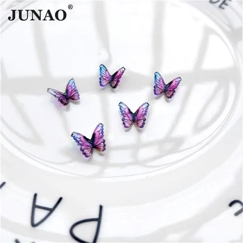 JUNAO 10шт 8*10 мм Синьо-Лилав Цвят на Пеперуди и Кристали за Нокти 3D Декорации за Нокти Луксозни Ноктите Камъни за Бижута Маникюр