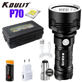 KDULIT Led Фенерче P70/L2 Лампа Мъниста 3 Режима на USB Флаш Акумулаторна батерия Водоустойчива Лампа Външно Осветление Foot Търсене Фенерче