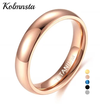 Kolmnsta Пръстен от Розово Злато за Жени, Годежен Пръстен 4 мм за Жени, Титановое Класически пръстен Унисекс за Мъже, 5 цвята, размер 3,5-14,5