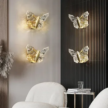 LED монтиран на стената лампа в Скандинавски стил Ins, Модерен Минималистичен Led монтиран на стената лампа с Пеперуда, Стенни осветителни Тела За Хол, Спалня, Нощно Шкафче С Пеперуда, Декор AC85-265V 2