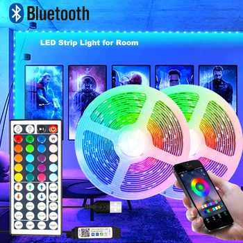 Led Светлини за Стая Led 1-5 м 10 м 15 м 20 м и 30 м Led Лента SMD5050 RGB Лента Bluetooth Неонови Светлини Украса Спални Luces Led