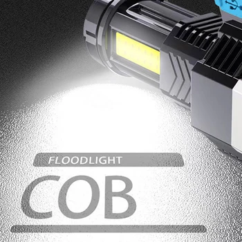 Led Светлини с Висока Мощност COB Страничната Светлина USB Акумулаторна Фенерче Ръчен Преносим Външен Лампа 7LED Фенерче Вградена Батерия 4