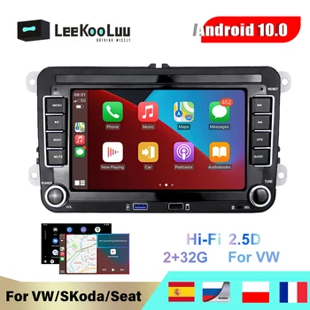 LeeKooLuu 2 Din Android 10 Автомобилен радиоприемник GPS За VW/Volkswagen/Golf/Polo/Tiguan/Passat/b7/b6/SEAT/leon/Skoda/Octavia Автомобилен Мултимедиен