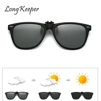 LongKeeper Флип Клип На Слънчеви Очила За Мъже Шофиране UV Поляризирани Сини Лещи Риболов Фотохромичните Необичайни Дизайнерски Очила Стръмни