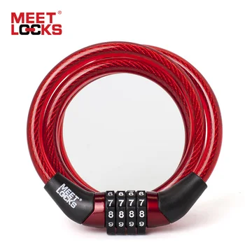 MEETLOCKS Навити Разход на кабел за заключване на Велосипеди диаметър 6x1200 mm (L) и 8x1200 mm (L) Червено Мини-велосипеден заключване за Сигурност на мотора