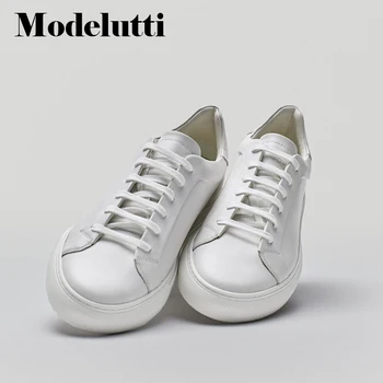 Modelutti 2022 Нови Летни Мъжки Маратонки на равна подметка от естествена кожа, Пъстри Обикновена Прости Универсални Основни обувки, Повседнев 4
