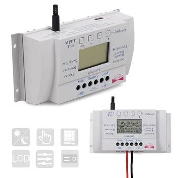 MPPT PWM Контролер на Заряд на 40A 12/24 В Соларен Панел Регулатор на Батерията 2 USB порта LCD Дисплей Автоматична Идентификация
