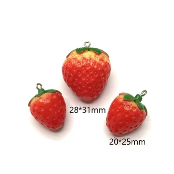 MuhNa 10 бр./опаковане. Големи и малки 3D Ягоди Плодове Смола Висулки, Висулка, Обеци САМ Модни Бижута и Аксесоари 1