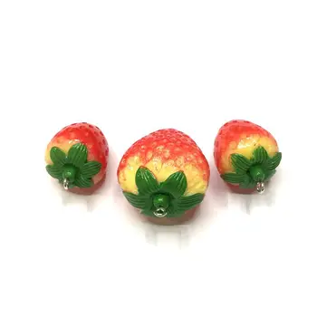 MuhNa 10 бр./опаковане. Големи и малки 3D Ягоди Плодове Смола Висулки, Висулка, Обеци САМ Модни Бижута и Аксесоари 2