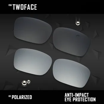OOWLIT 2 Чифта Поляризирани очила със Сменяеми лещи за Oakley TwoFace-Черен и Сребрист
