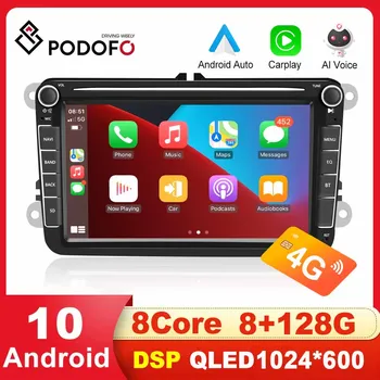 Podofo 2 din Android 10,0 радиото на автомобила GPS AI Гласова Мултимедиен Плеър За VW/Golf/Passat/b7/b6/Skoda/Seat/Octavia/Polo/Tiguan