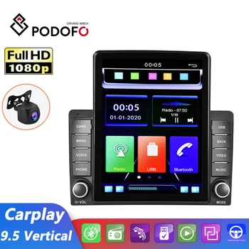 Podofo 2din Радиото в автомобила Универсален 9,5 Инчов Вертикален Екран, Мултимедия и Видео Carplay Огледалната Връзка Bluetooth волан Управление на 0