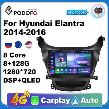 Podofo Android 9 8 128 Г Радиото в автомобила 9 Инча За Hyundai Elantra 2014-2016 2 Din Сензорен Екран Кола Стерео GPS Безжична Carplay Hi Fi 0
