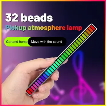 RGB LED Музика Управление на Звука Led Лента Звукосниматель Гласова Активация Ритмични Светлини Цветна Околната Атмосфера Led Светлинна Лента Разсеяна Светлина 0