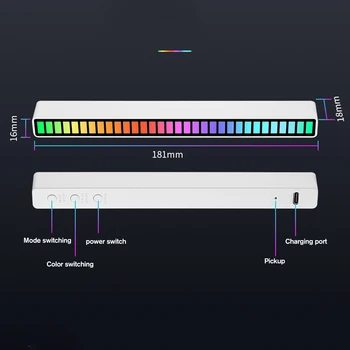 RGB LED Музика Управление на Звука Led Лента Звукосниматель Гласова Активация Ритмични Светлини Цветна Околната Атмосфера Led Светлинна Лента Разсеяна Светлина 4