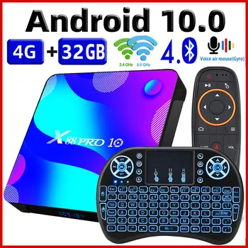 Smart TV Box Android 11x88 Pro 10 RK3318 мултимедиен плейър 4 GB оперативна памет И 128 GB ROM 2,4 G и 5,8 G Двойна WiFi BT4.0 3D Youtube 4K Телеприставка