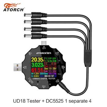 UD18 DC5.5 DC5525 цифров волтметър амперметър измерване на напрежение, ток, амперметър детектор за лаптоп захранване на зарядно устройство, usb тестер