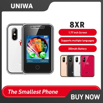 UNIWA 8XR 2G GSM Функция на Телефона, 1,77 инчов сензорен екран мини Мобилен телефон MTK6261D 350 mah Поддържа няколко езика