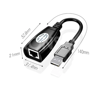 USB удължителен кабел Адаптер 50 м Единичен RJ-45 Ethernet CAT5E 6 До 150 метра Кабел USB 2.0 удължителен кабел удължителен кабел Адаптер за Лаптоп DVR Мишката 5