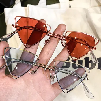 Vintage слънчеви очила 2022, Модни Дамски Триъгълни Слънчеви Очила в Метални Рамки за Пътуване, Steampunk, UV400, Ежедневни Слънчеви Очила, Очила За шофиране на кола 0
