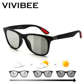 VIVIBEE Класически Фотохромичните Слънчеви Очила с Поляризация За Мъже За Шофиране Квадратно Промяна на Цвета на Мат Слънчеви Очила За Жени Преходни Нюанси