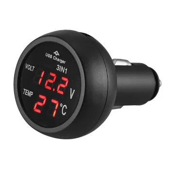 VST-706 Цифрова Led Автомобилни Запалки Волтметър Термометър Кола Камион USB Зарядно Устройство за 12/24 В Измерване на Температурата на Волтметър