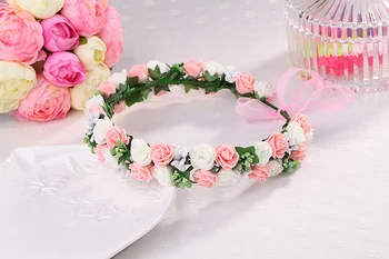 W20 Роза Цвете главоболие, венец венец за момичета цвете Короната Цветни Гирлянди За Жени Сватба Сватбена Декорация 2