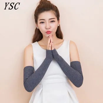 YSC Есен и зима Нов модел модни дамски crochet-Дълги, стилни кашмир ръкавици Пальчиковые високи еластични топло 3