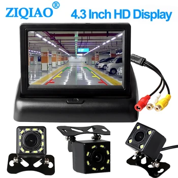 ZIQIAO 4,3-Инчов LCD Екран Авто Монитор Комплект Камера за Паркиране на Система за Мониторинг за Обратно виждане NTSC PAL P03