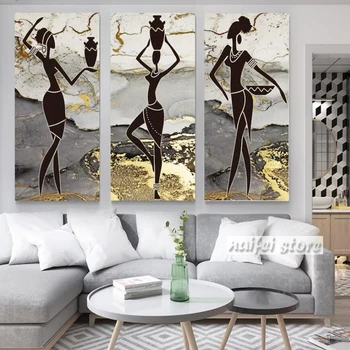 Африкански Жени Изкуството Диамантена Живопис Африканска Момиче Пълна Диамантена Мозайка Стенно Изкуство Етнически Стил Голям Размер
