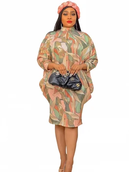 Африкански Рокля За Жените Boubou Africain Femme, Облекла в стил дашики с Принтом, Големи Размери, Ръкав 
