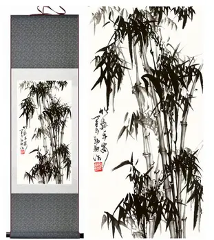 Бамбук рисувани герои Цзянсе и флорални картини за Декорация домашен офис Китайска живопис свитковпечатная рисувани