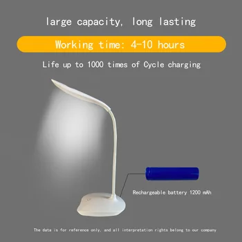 Безжична Гъвкава 3-Нива на Яркостта на Акумулаторна Настолна Учебна Led Лампа С Докосване Офис Домашни Мини-USB Настолни Лампи 4