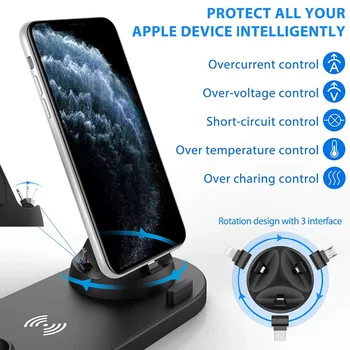 Безжично Зарядно Устройство, Зарядно устройство, Зарядно Устройство За Телефон, Поставка За Apple Watch SE 6 5 4 3 iPhone 13 12 11 Pro XS MAX XR 8 X Airpods Pro 5