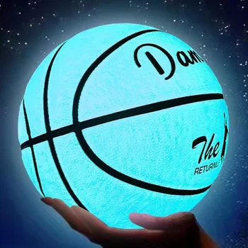 Блеснали в нощен Светлината на Баскетболна топка Размер 5 Размер на 6 Размер на 7 Деца, Възрастни, Студенти от изкуствена мека кожа на открито устойчива на износване и противоскользящий