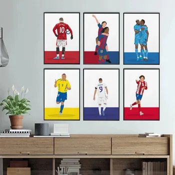 Бразилия Спортна Звезда на Футбола Роналдо Меси Стенно Изкуство Платно Картина Плакати на Скандинавскую Тема и Разпечатки на Картини за Всекидневна Декор за Момчета 1