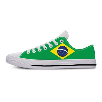 Бразилски Флаг Ниски Маратонки Мъжки, Дамски и Юношеските Ежедневни Обувки Парусиновые Маратонки За Бягане С 3D Принтом Дишаща Лека обувки