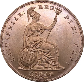 Великобритания 1853 Виктория 1 Едно Пени, Кралицата на Великобритания Копирни Монети от Мед и Червен Великобритания Бронзова Портретна Монетата с Гладък Ръб 1