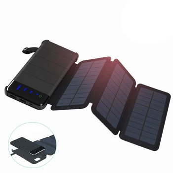 Водоустойчив Банка на Слънчевата Енергия 10000 ма Преносимо Зарядно За Телефон Dual USB Соларен Панел външна Батерия Powerbank Led Светлина SOS 0