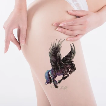 Водоустойчив Временни Татуировки Етикети крилата на Пегас кон животно Фалшиви Татуировки Флаш Татуировка на Боди Арт татуировки за Момичета, Жени, Мъже, деца 2