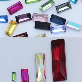 Всички размери, цветове правоъгълник точка фольгированный заден стъклен фасетиран камък crystal кристали Дизайн декорация на нокти DIY производство на бижута от мъниста
