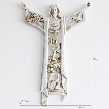 Възкръсналият Христос Стенен Кръста на Статуята на Религиозната Смола Фигурка на Исус Висящ Стенен Украшение Кух Дизайн за Дома SP99