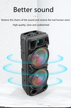 Высокомощный Безжична слушалка Bluetooth Преносим Двойна 8-инчов Говорител Открит Преносим Субуфер Квадратна Танцова Стерео Аудио система 0