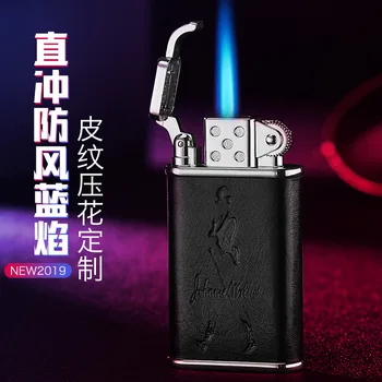 Газова Запалка със Син Пламък, Креативна Електронна Ветрозащитная Конверсионная Запалка с Открит Огън, Мъжки Подарък 0